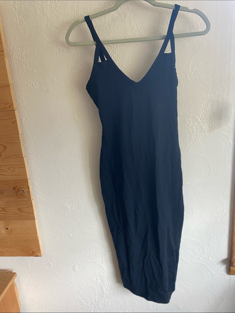 Leith black V-Neck Slip Midi Dress